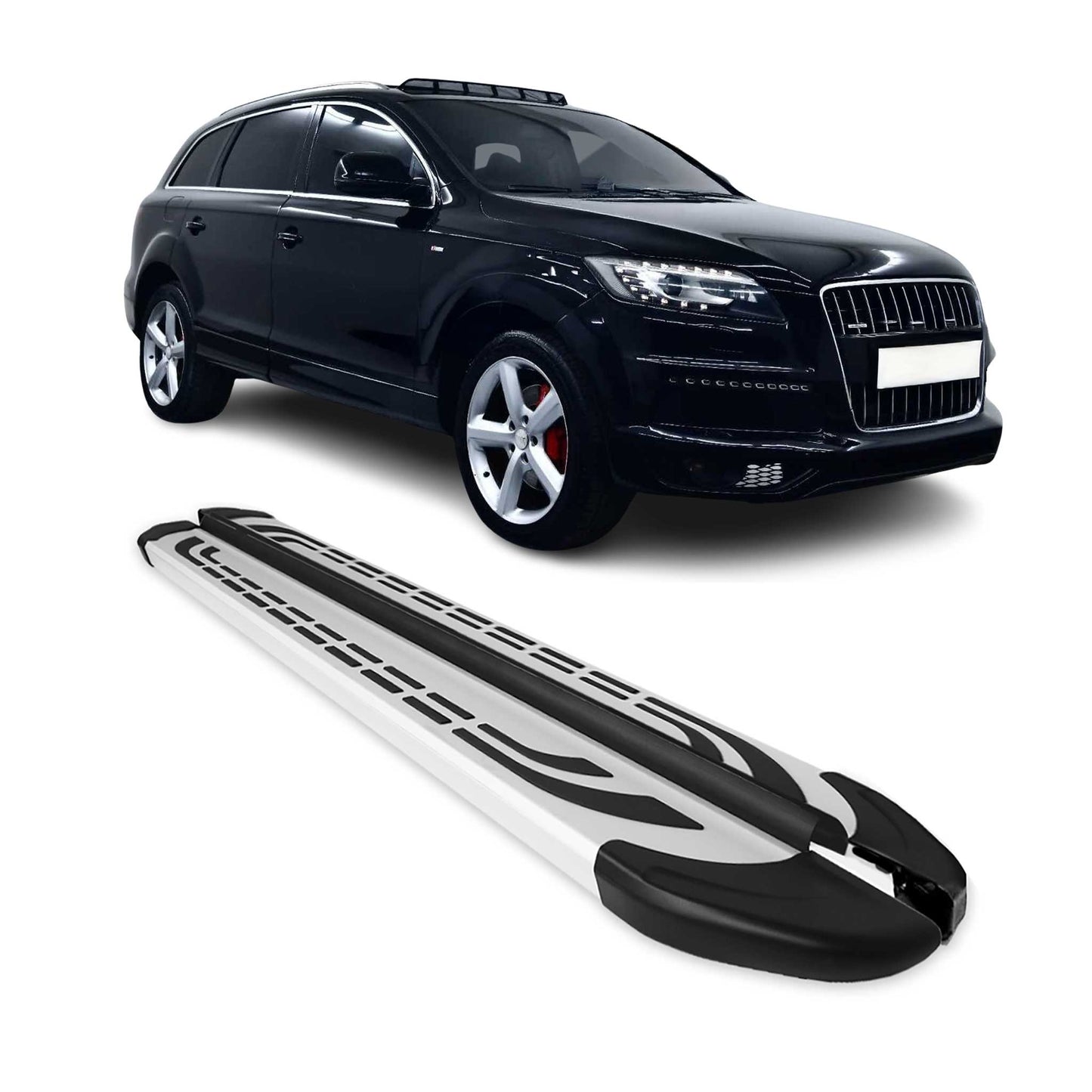 Trittbretter Seitenschweller Seitenbretter für Audi Q7 4LB 2006-2015 Alu Grau