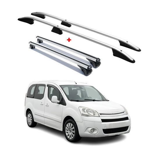 Dachträger + Dachreling für Citroen Berlingo 2008-2018 L1 Aluminium Silber 4x