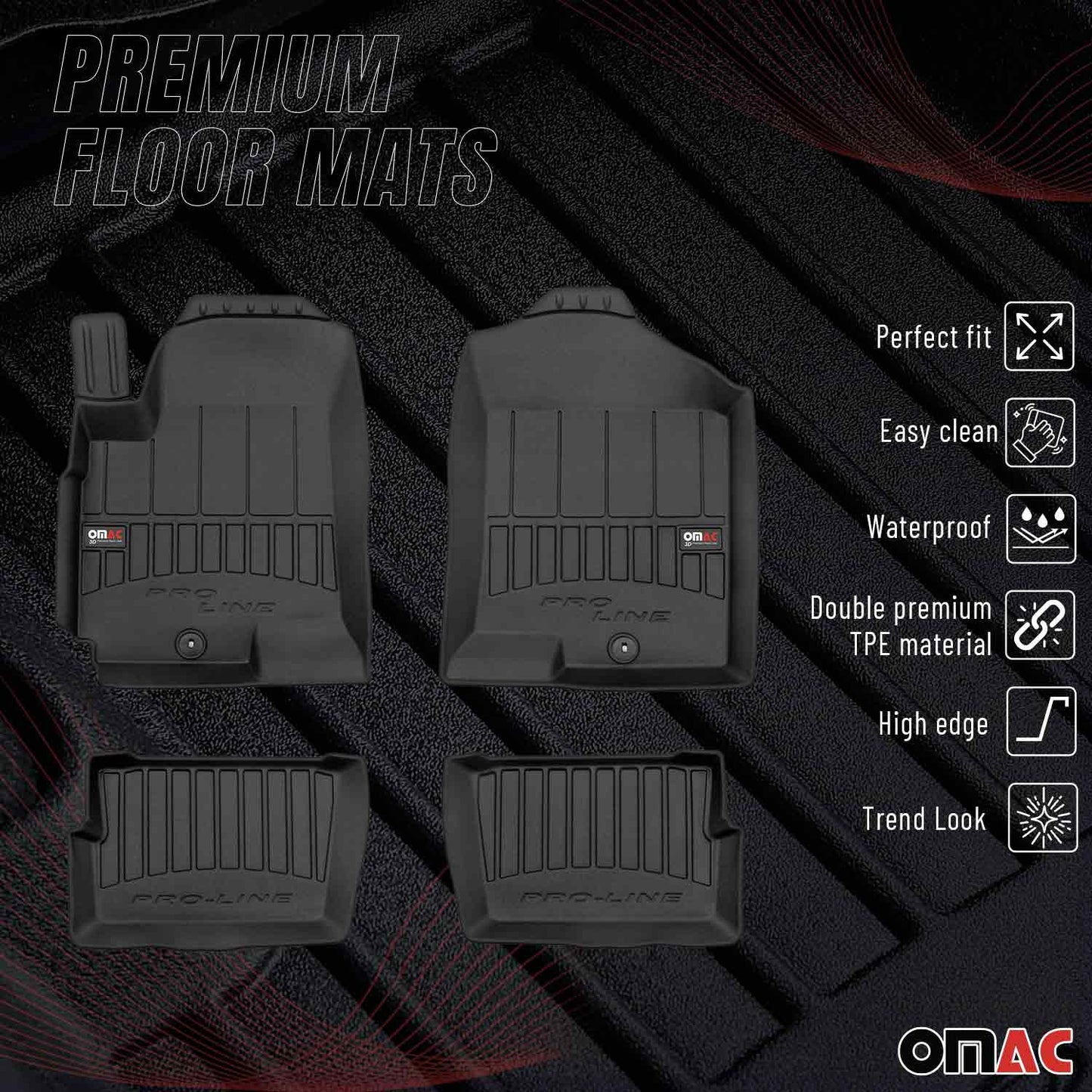 2009-2013 Kia Soul Fußmatten TPE Schwarz 4 tlg