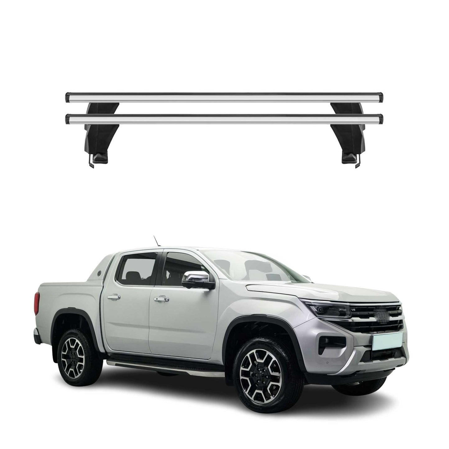 Menabo Dachträger Grundträger für VW Amarok mk2 2022-2025 Alu Grau 2tlg