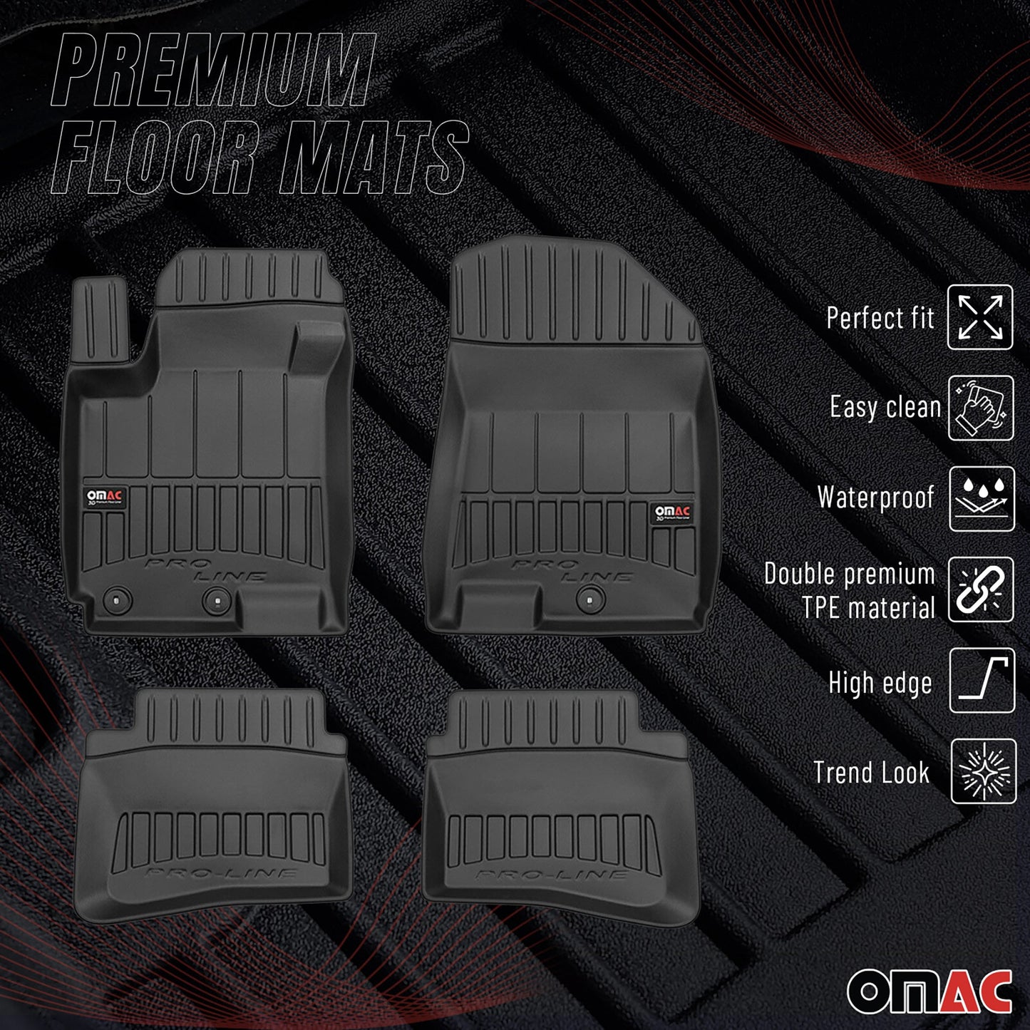 2014-2020 Hyundai i20 Fußmatten TPE Schwarz 4 tlg