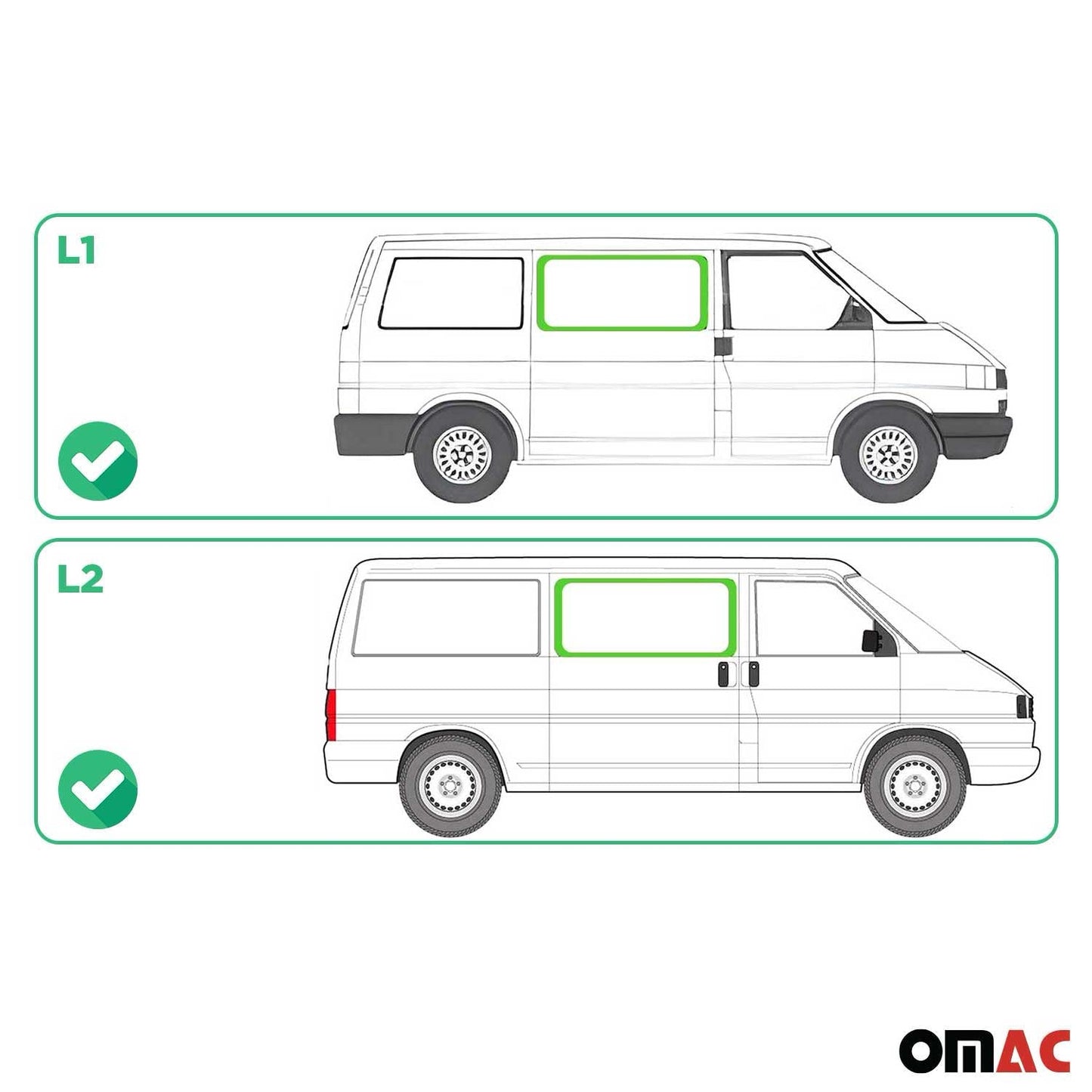 Seitenfenster Auto Fenster für VW T4 Transporter 1990-2003 Vorne Rechts L1 L2