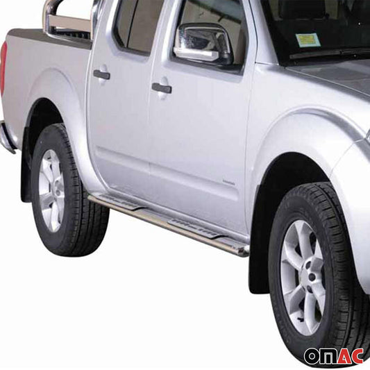 Edelstahl Seitenschweller Schwellerrohre für Nissan Navara D40 2005-2010 Silver