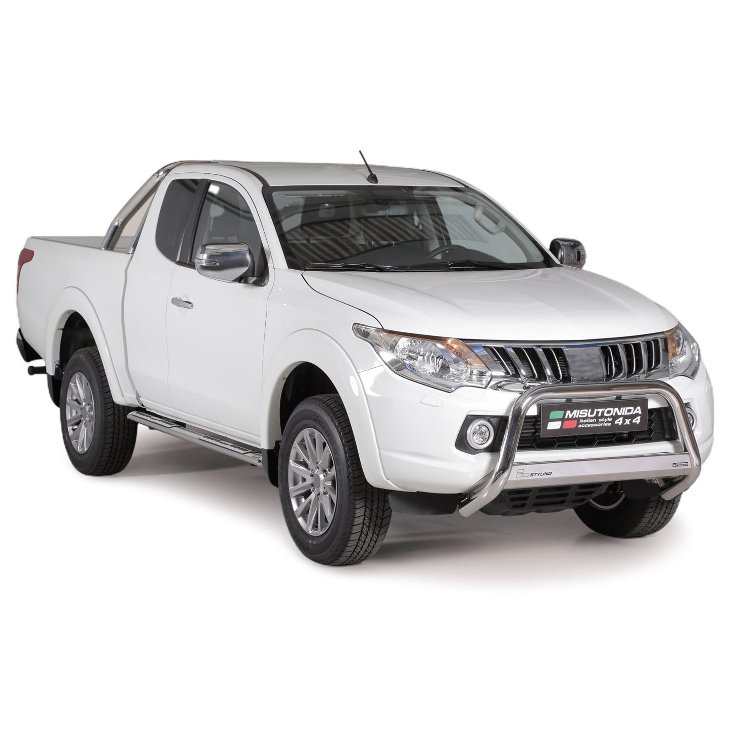 Stahl Seitenschweller Schwellerrohre für Mitsubishi L200 Club Cab 2015-2025 Grau