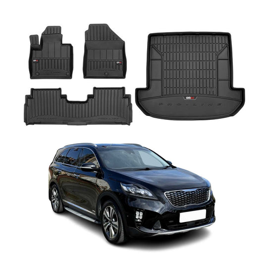 OMAC Fußmatten & Kofferraumwanne Set für Kia Sorento 2015-2025 Schwarz Gummi 4x