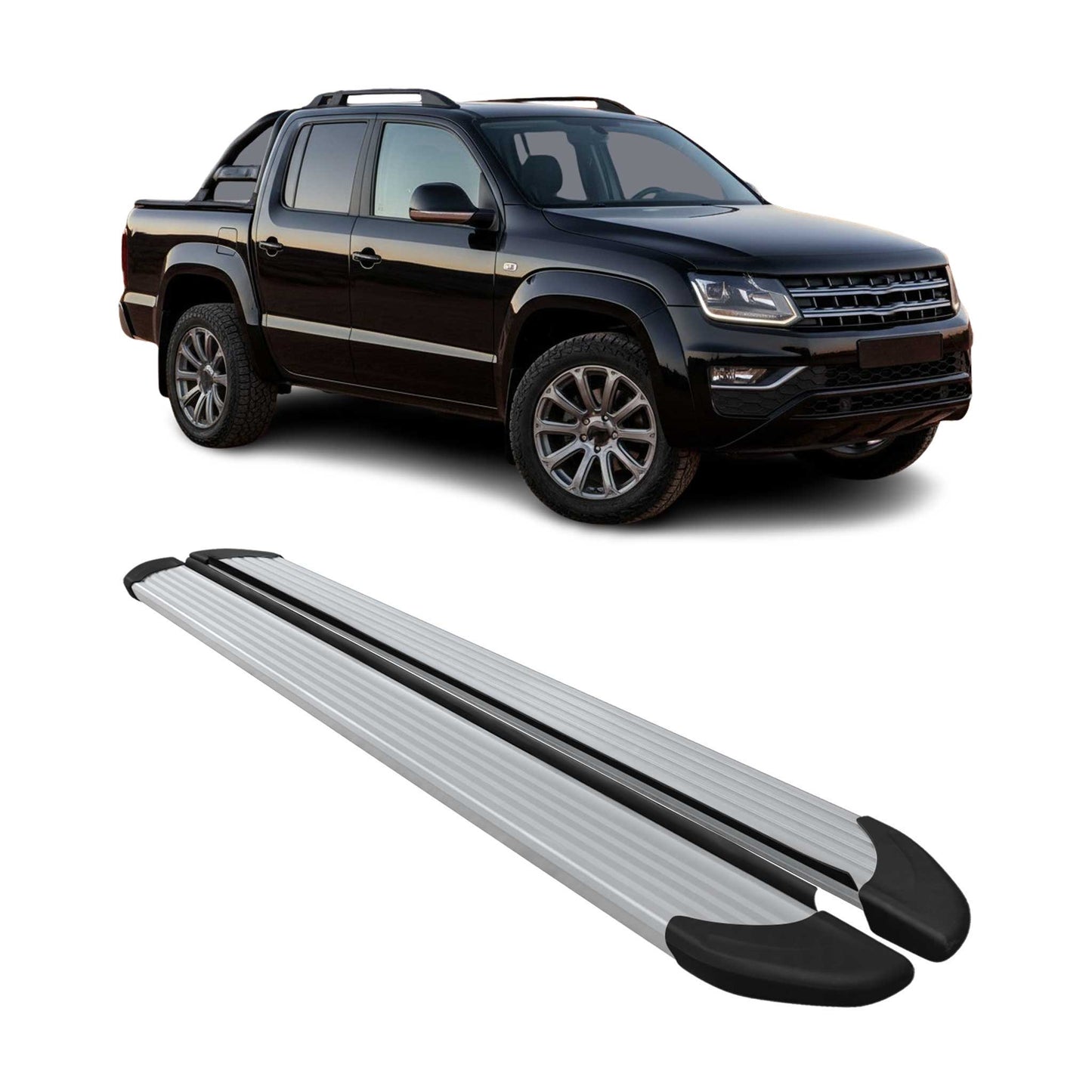 Trittbretter Seitenschweller für VW Amarok DoubleCab 2022-2024 Alu Silber 2 tlg