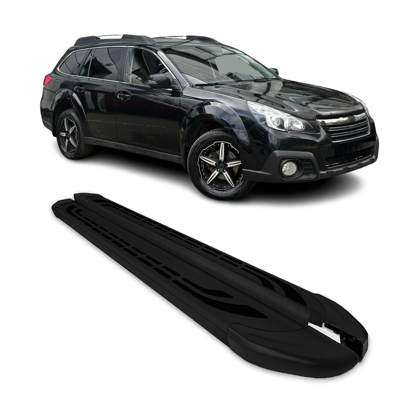 Trittbretter Schweller Seitenbretter für Subaru Outback 2009-2014 Alu Schwarz