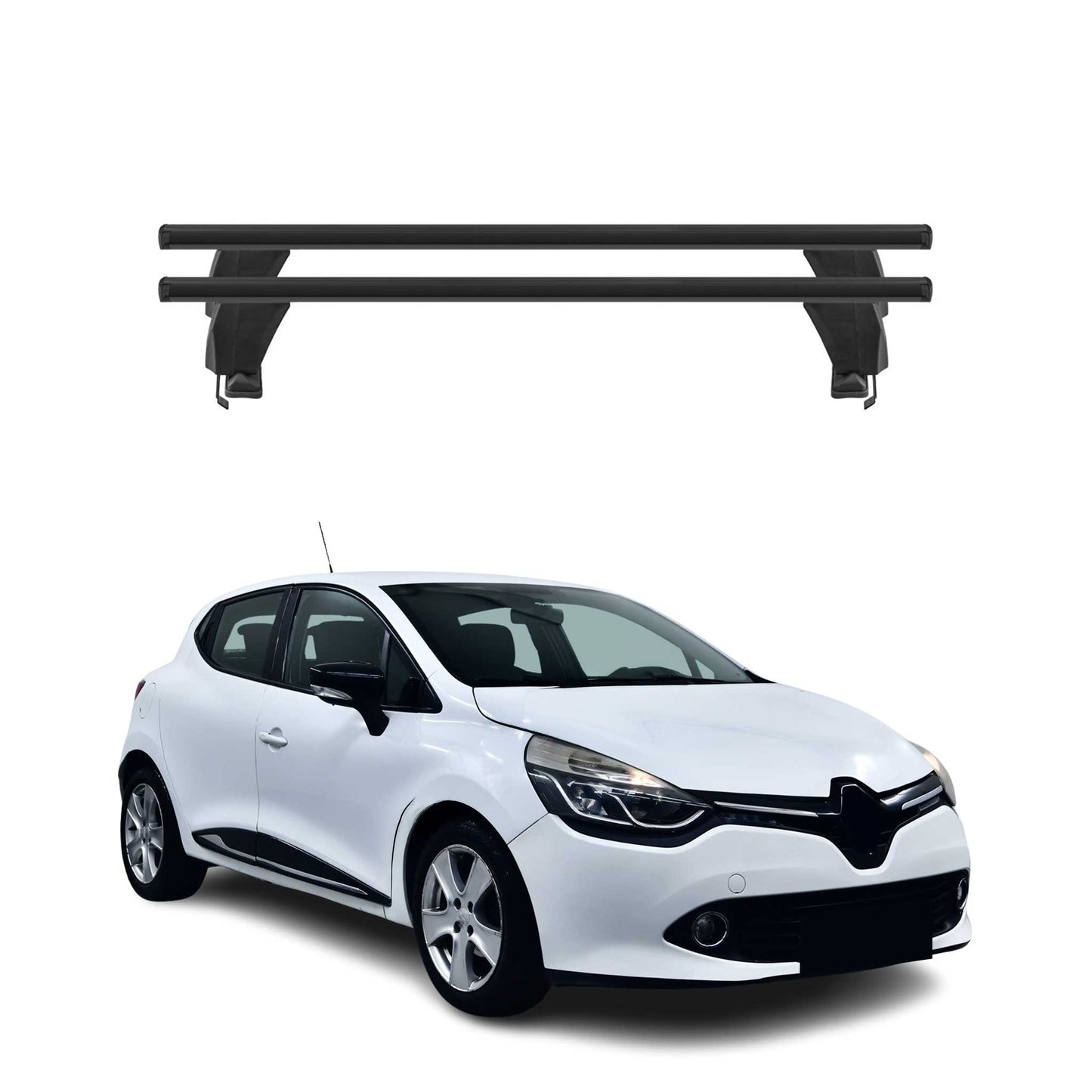 Menabo Dachträger Grundtäger für Renault Clio mk4 2012-2019 50kg Alu Schwarz 2x