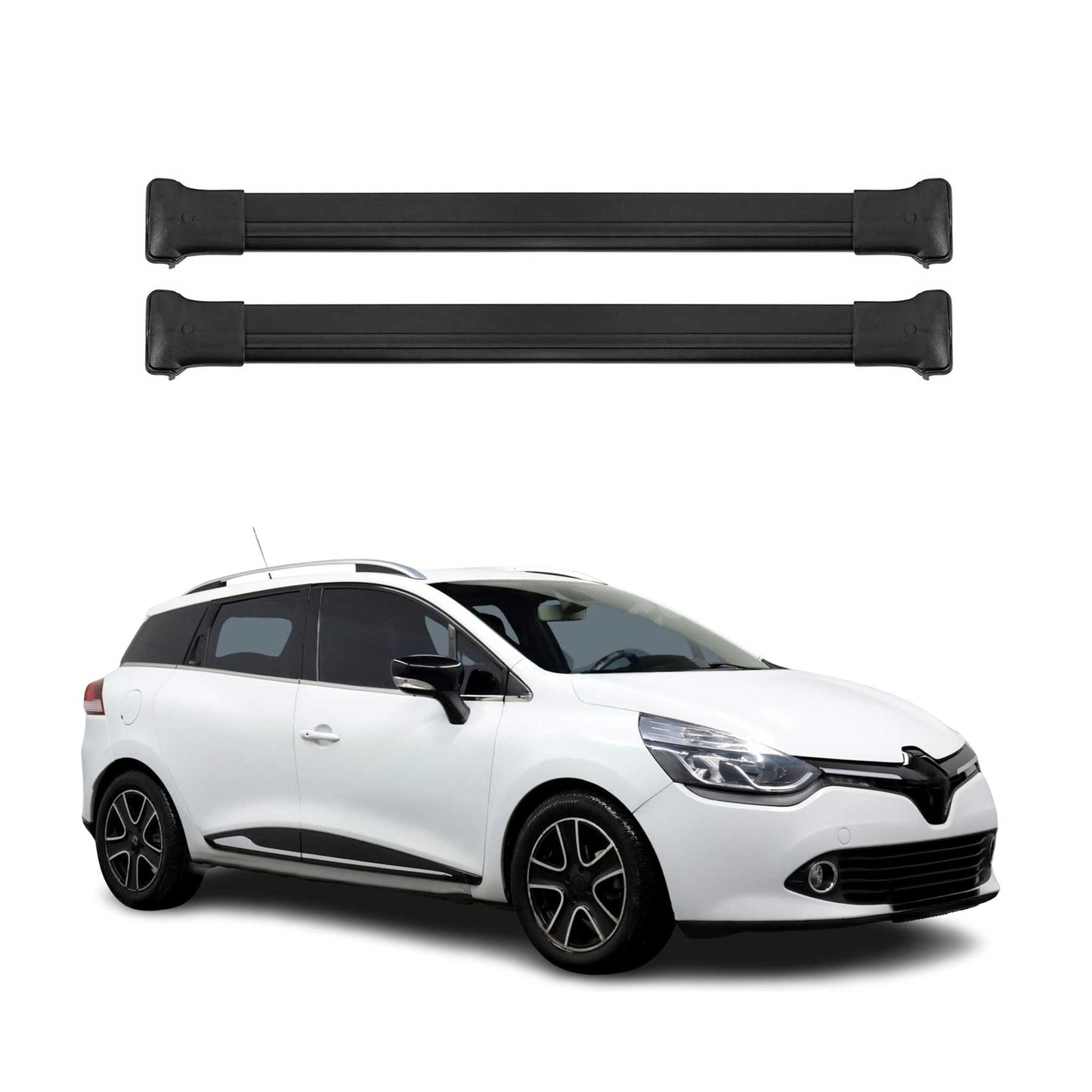 Portbagaj de plafon pentru Renault Clio Grandtour 2012-2019 75kg Alu Negru 2x
