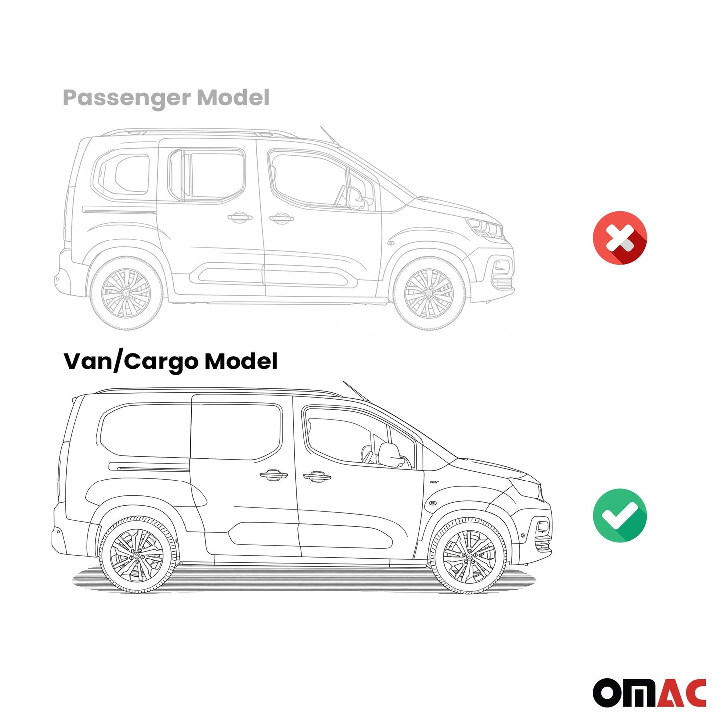 Trittbretter Seitenschweller für Peugeot Partner 2019-2025 Van L2 Schwarz 2 tlg