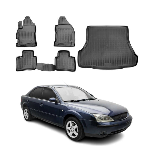 Set covorașe și portbagaj pentru Ford Mondeo mk3 2000-2007 TPE Negru