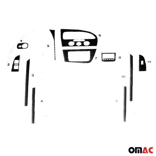 Ornamente interioare cockpit pentru Seat Leon 2005-2012, aspect negru piano manual, 11 bucăți