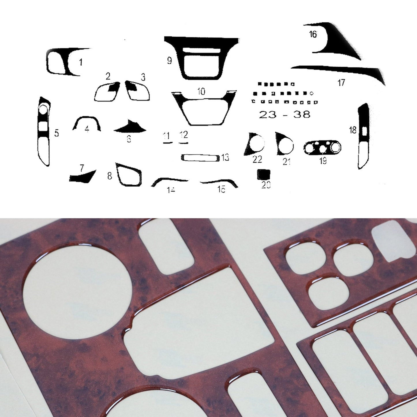 Innenraum Dekor Cockpit für Iveco Daily 2014-2019 Wurzelholz Optik 38tlg