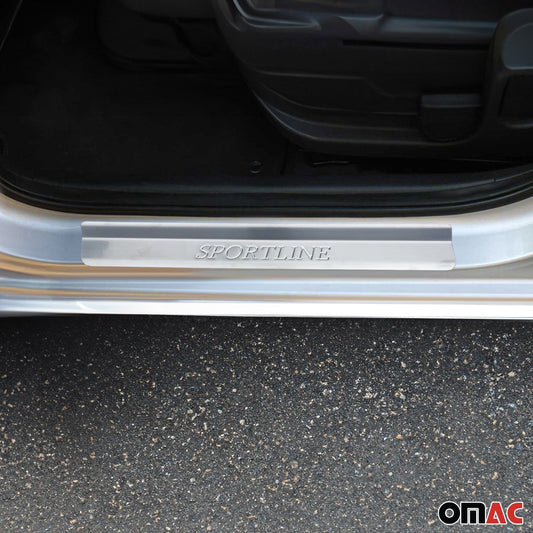 Ornamente prag uși pentru BMW Seria 3 E46 1998-2007, oțel inoxidabil, argintiu, set 4 piese