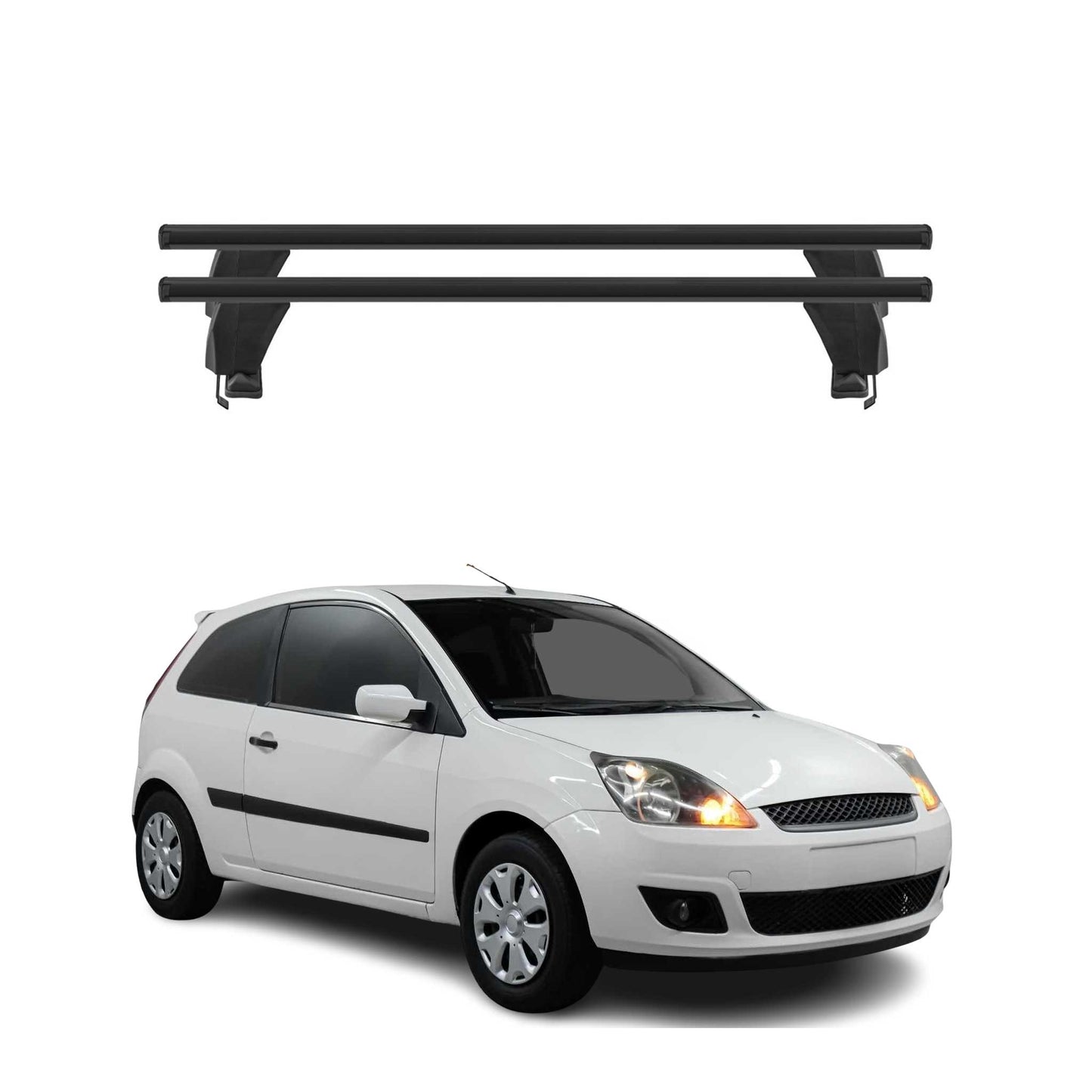 Bagażnik dachowy Menabo do Forda Fiesty 2002-2008, 3-drzwiowy, 50 kg, aluminiowy, czarny, 2x