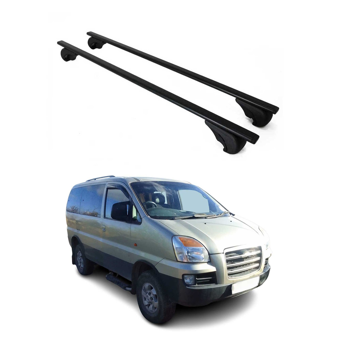 Dachträger Gepäckträger für Hyundai H-1 1997-2007 Grundträger Metall Schwarz 2x