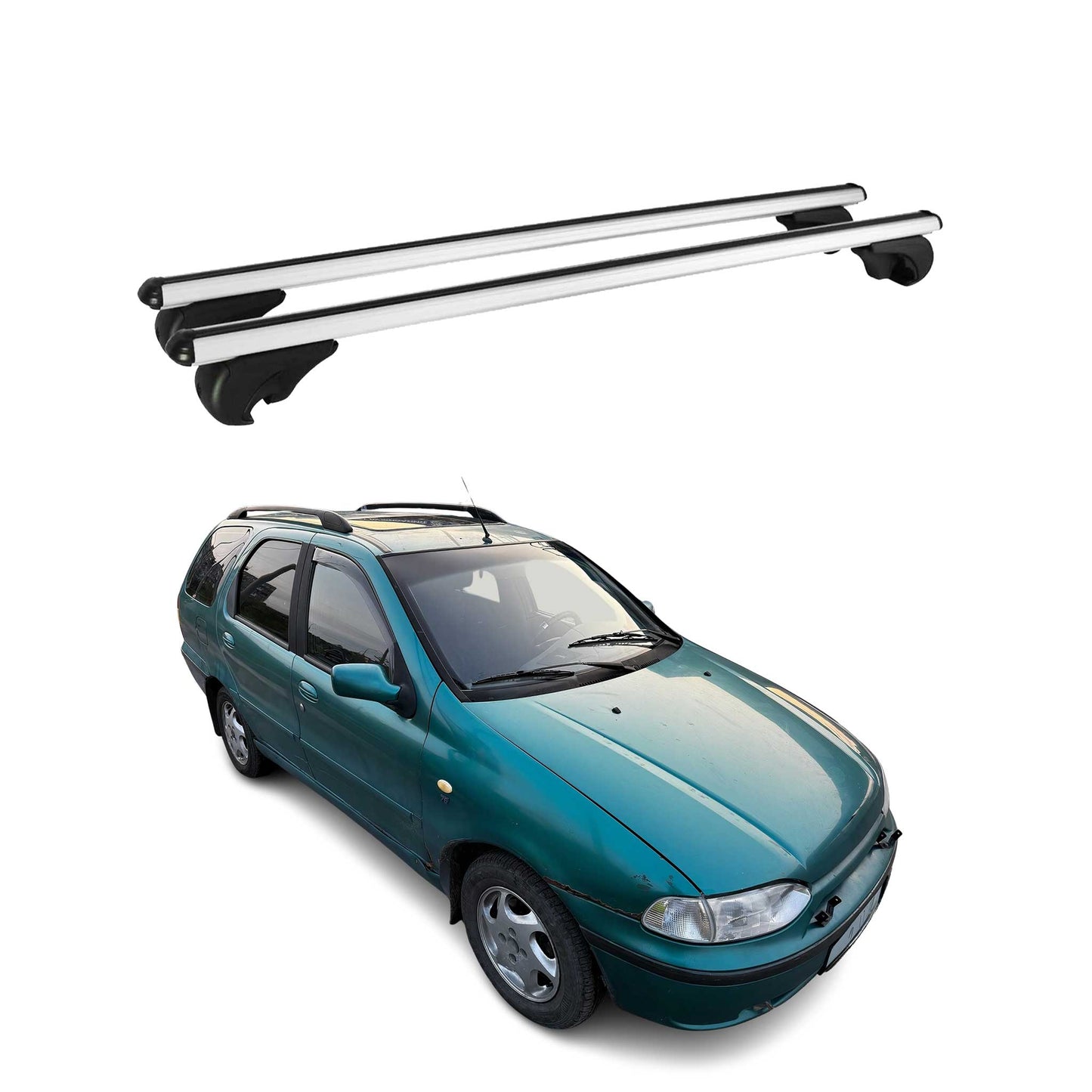 Portbagaj de plafon pentru Fiat Palio 1996-2007 75kg aluminiu argintiu 2 buc