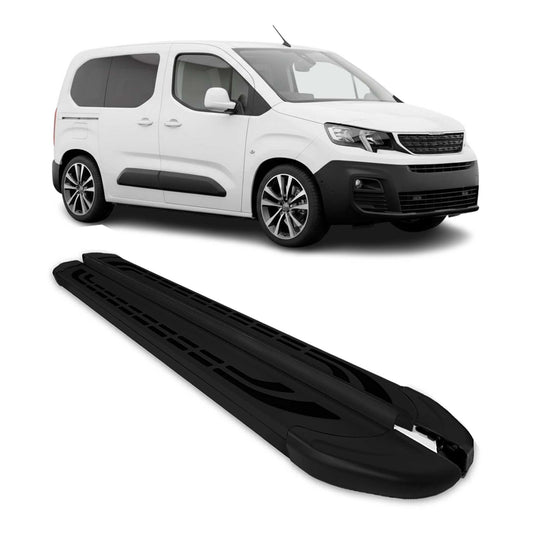 Listwy progowe/progi boczne do Peugeot Partner 2019-2025 Krótki rozstaw osi, aluminium, czarne