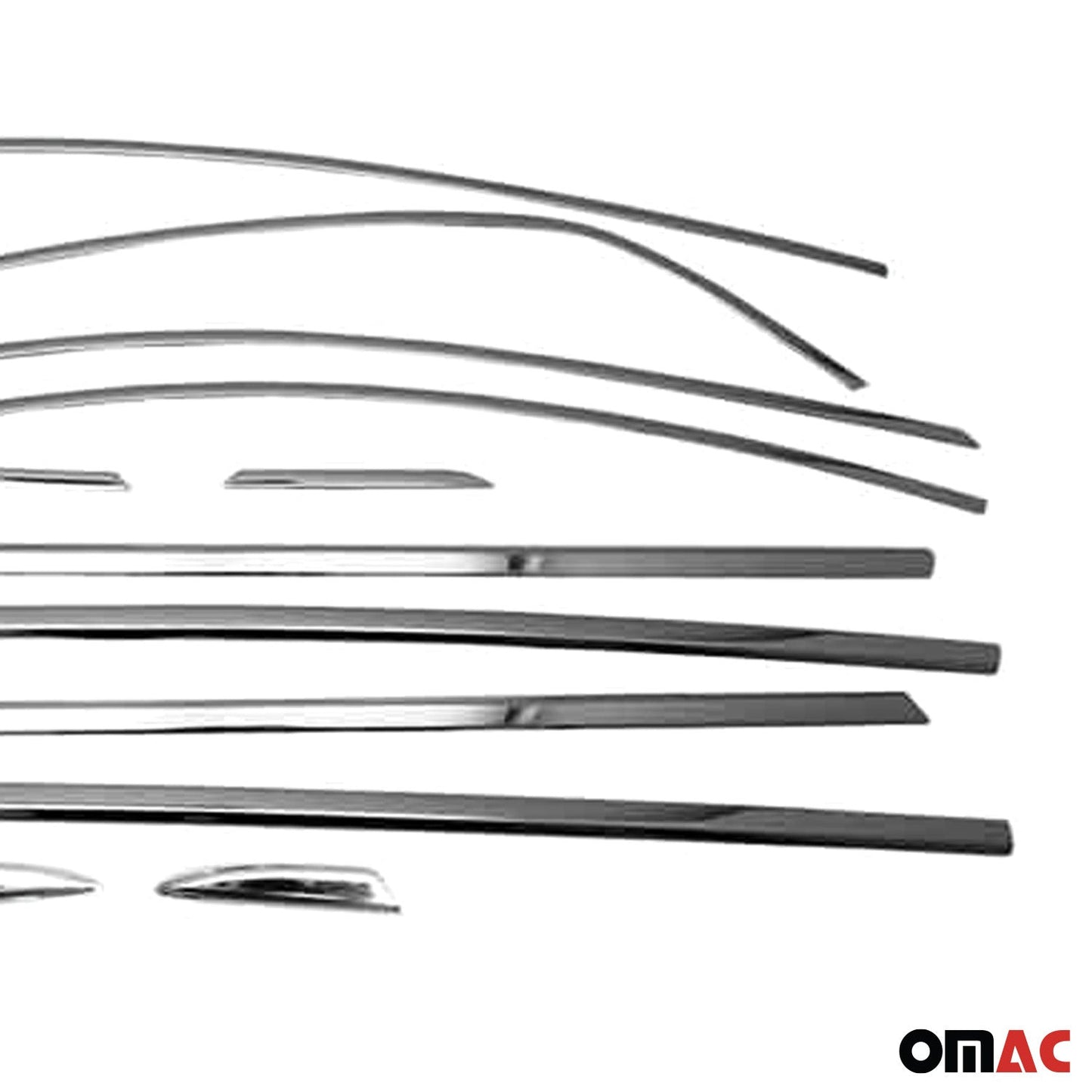 Benzi decorative pentru geamuri pentru Renault Megane Sedan 2016-2025, crom închis, 12 bucăți