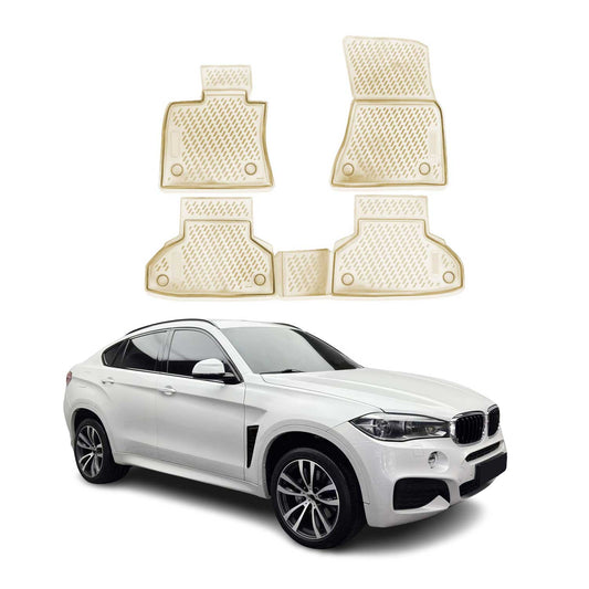 Covorașe auto TPE bej pentru BMW X6 F16 F86 2014-2019, 4 buc.