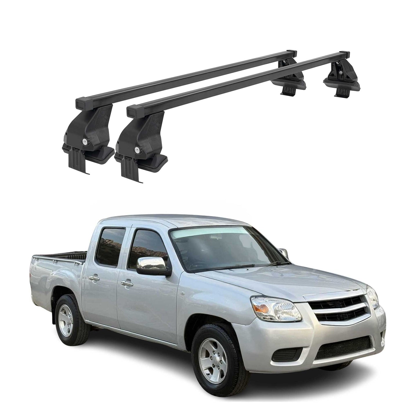 Menabo Dachträger Grundtäger für Mazda BT-50 2011-2020 50kg Stahl Schwarz 2 tlg