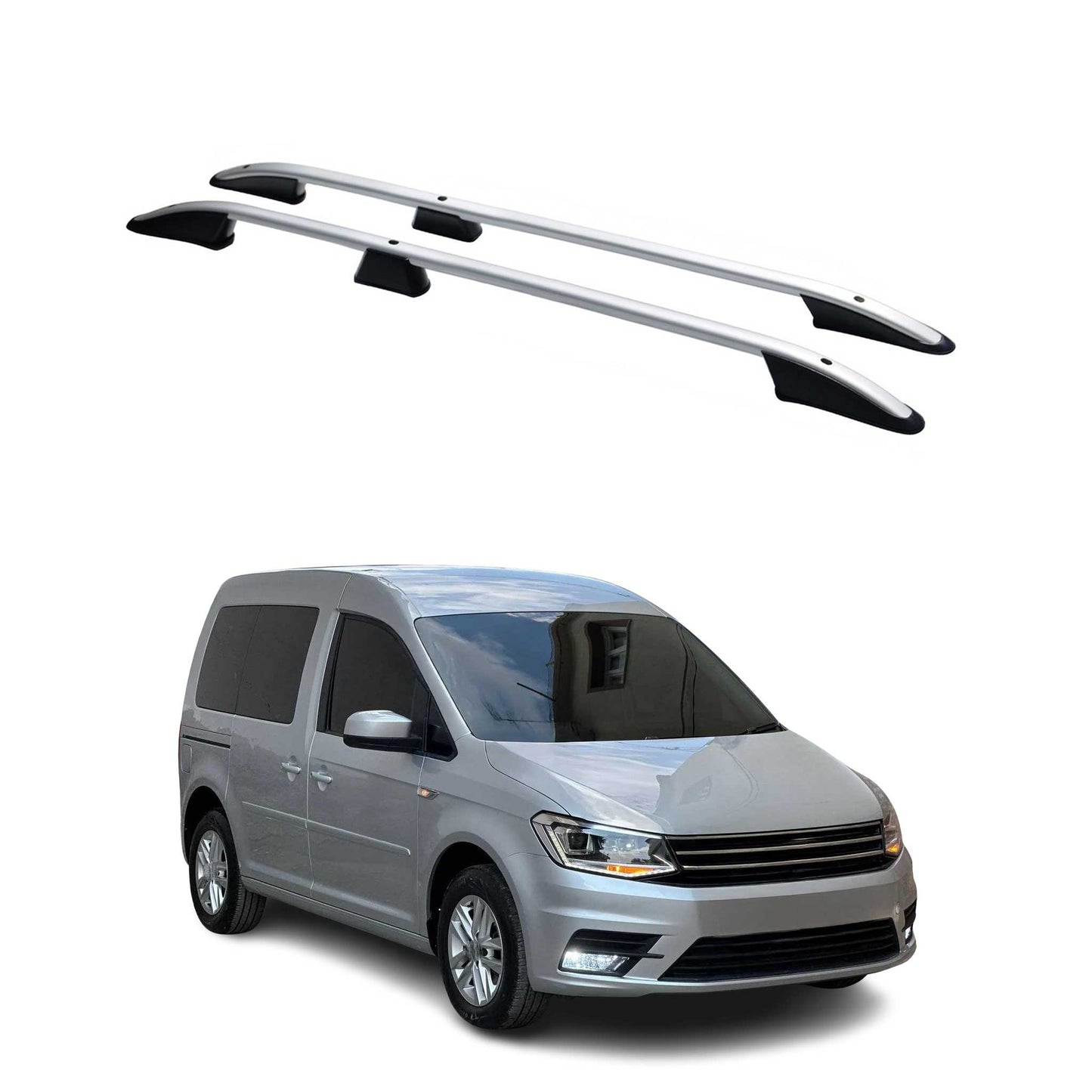 Dachreling Dachgepäckträger für VW Caddy 2015-2020 L1 Kurzer Radstand Alu Silber