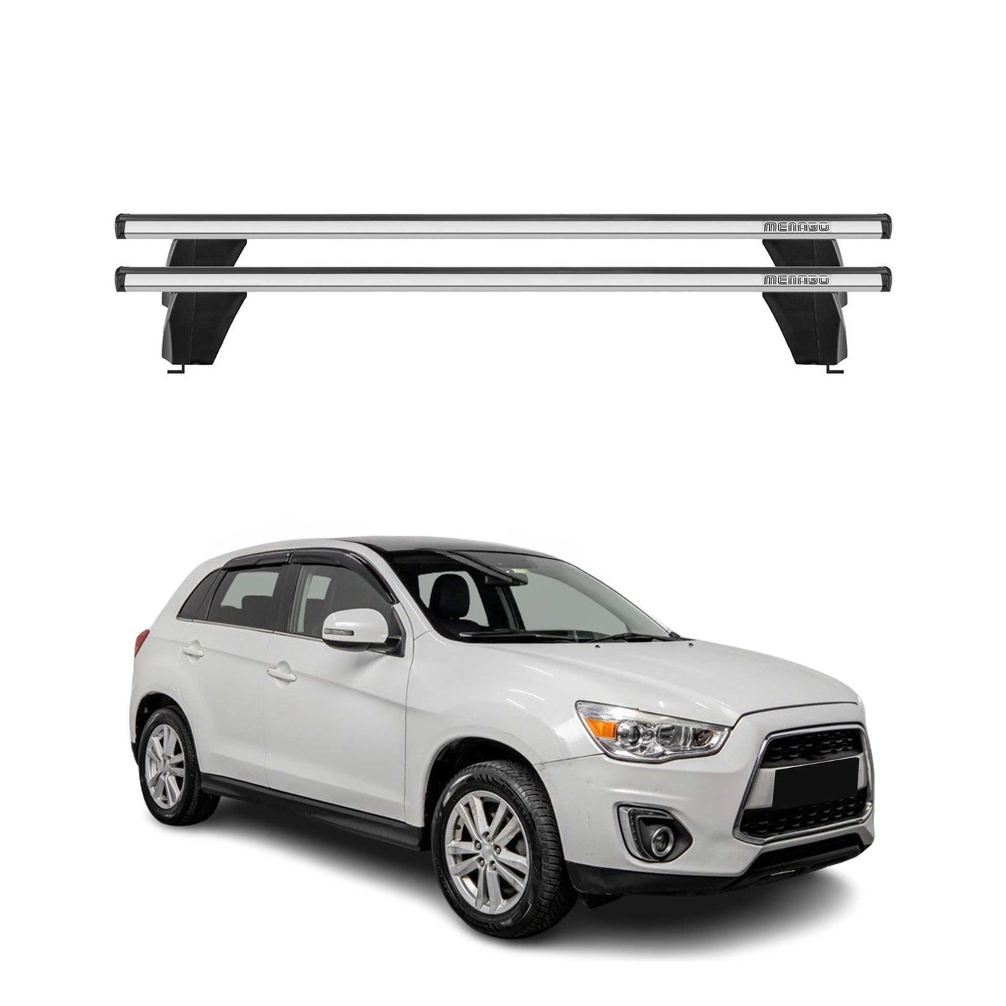 Menabo Dachträger Grundtäger für Mitsubishi ASX 2010-2019 75kg Alu Silber 2 tlg