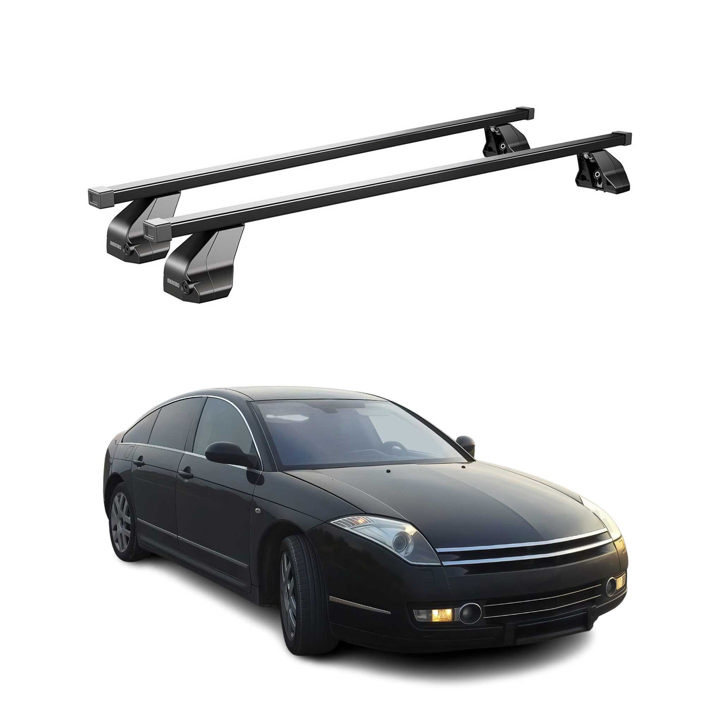 Menabo Dachträger Grundtäger für Citroen C6 2005-2012 75kg Stahl Schwarz 2 tlg