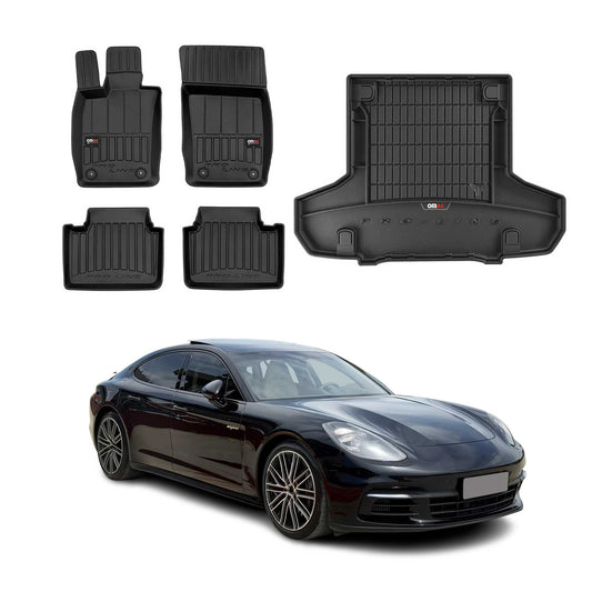 OMAC Fußmatten & Kofferraumwanne Set für Porsche Panamera 2016-2025 Gummi 5x