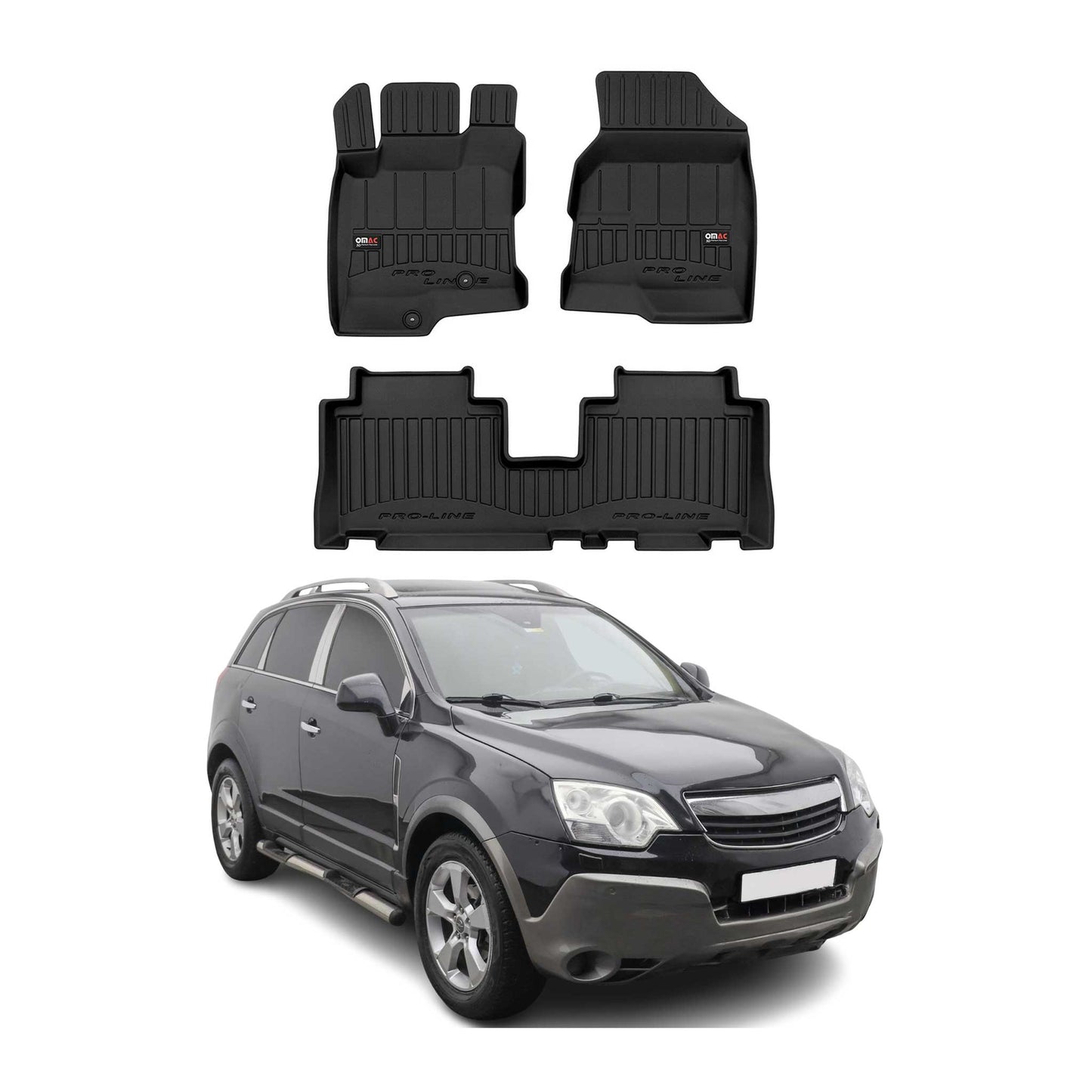 OMAC Gummi Fußmatten für Opel Antara 2006-2018 Premium TPE Automatten Schwarz 4x