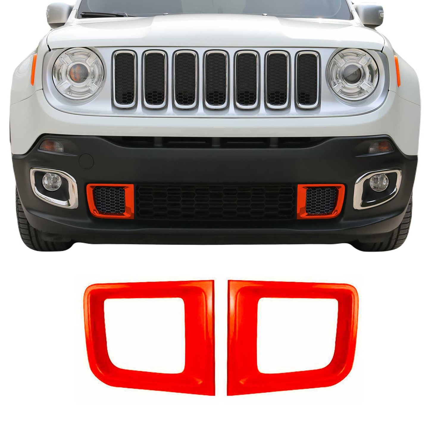 Benzi decorative grilă auto pentru Jeep Renegade 2015-2019 ABS portocaliu 2x
