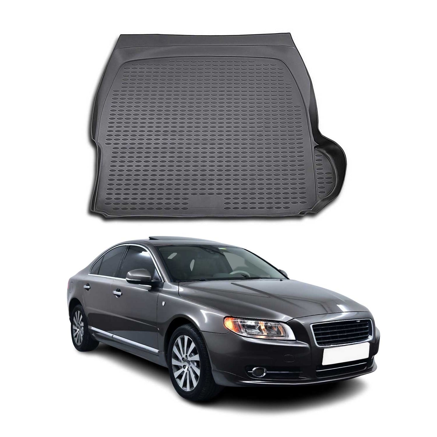 Kofferraummatte Kofferraumwanne für Volvo S80 2006-2016 Gummi TPE Schwarz