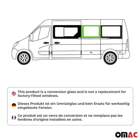 Seitenfenster Auto Fenster für Opel Movano 2010–2021 Schiebetür Links L3 L4