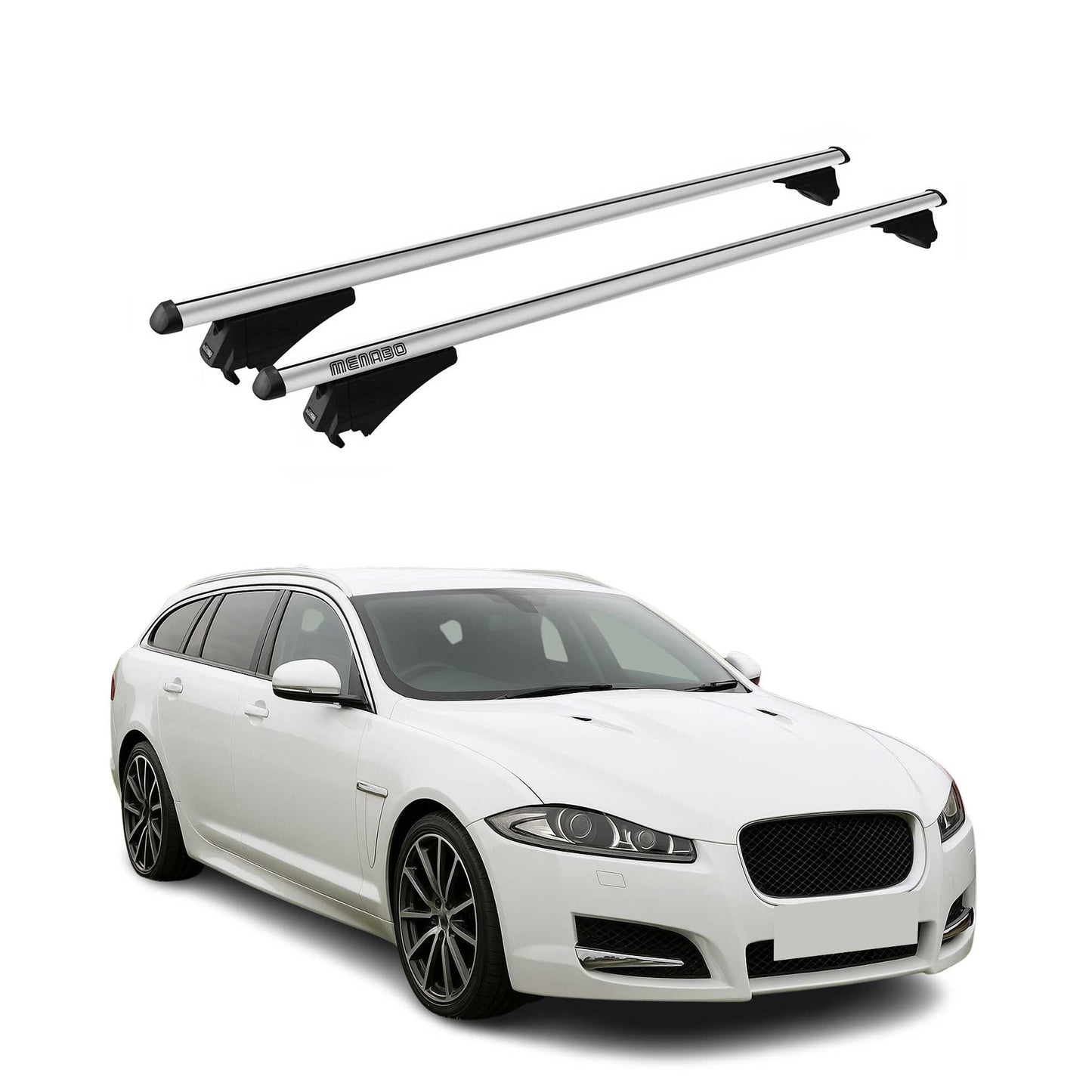 Menabo Dachträger für Jaguar XF X250 Sportbrake 2008-2015 75kg Alu Silber 2x