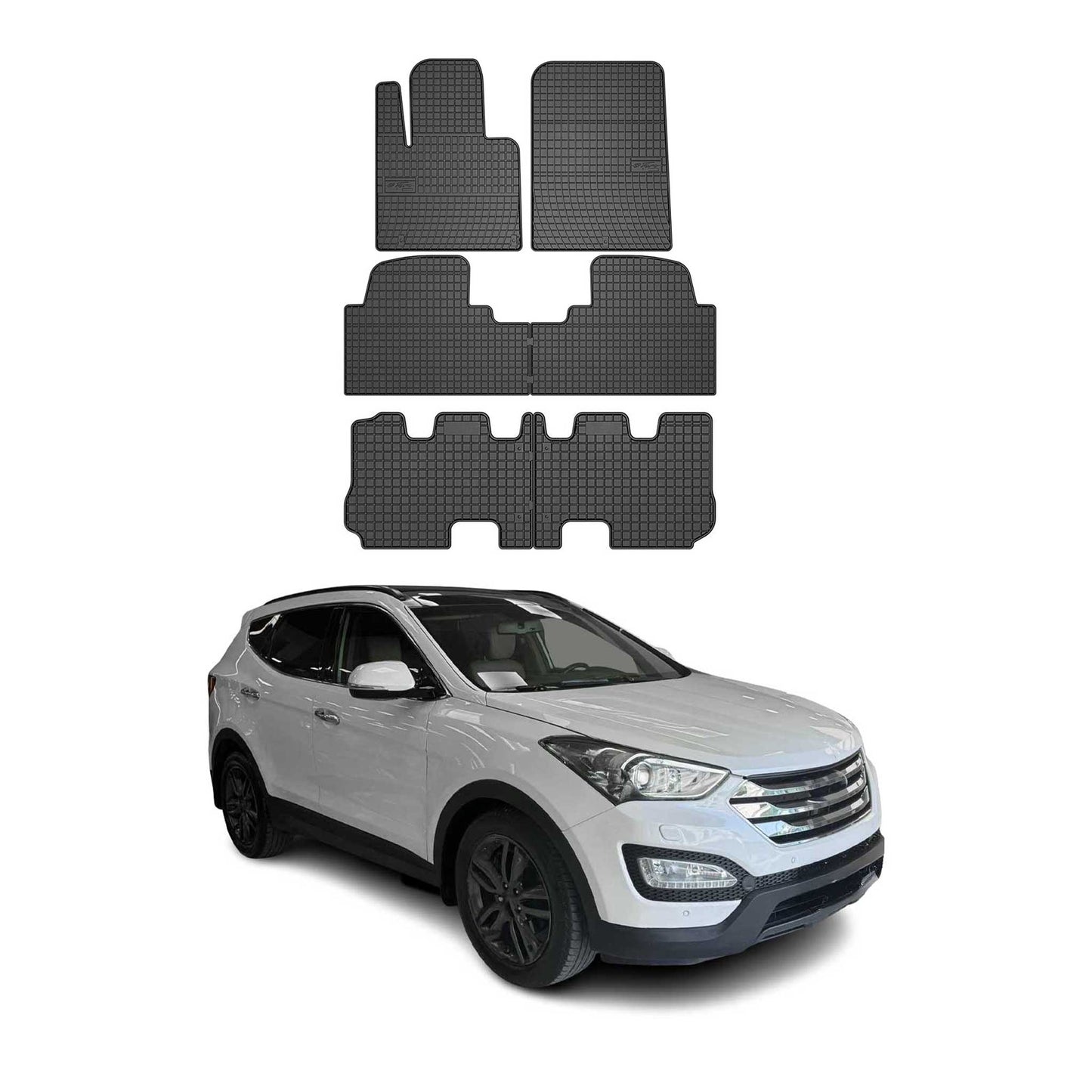 Fußmatten Automatten für Hyundai Santa FE III 2015-2018 Gummimatte Schwarz