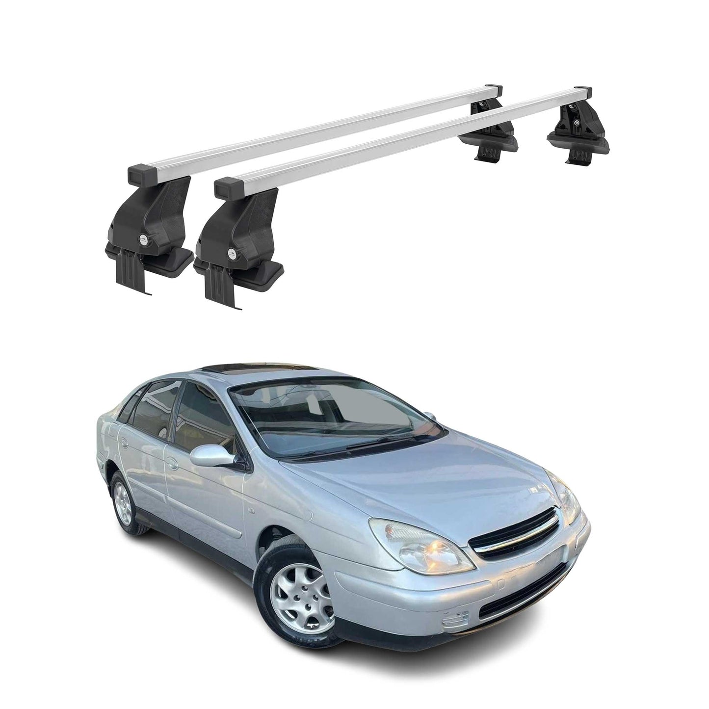 Menabo Dachträger Grundtäger für Citroen C5 2001-2004 Pre-FL 50kg Stahl Grau 2x