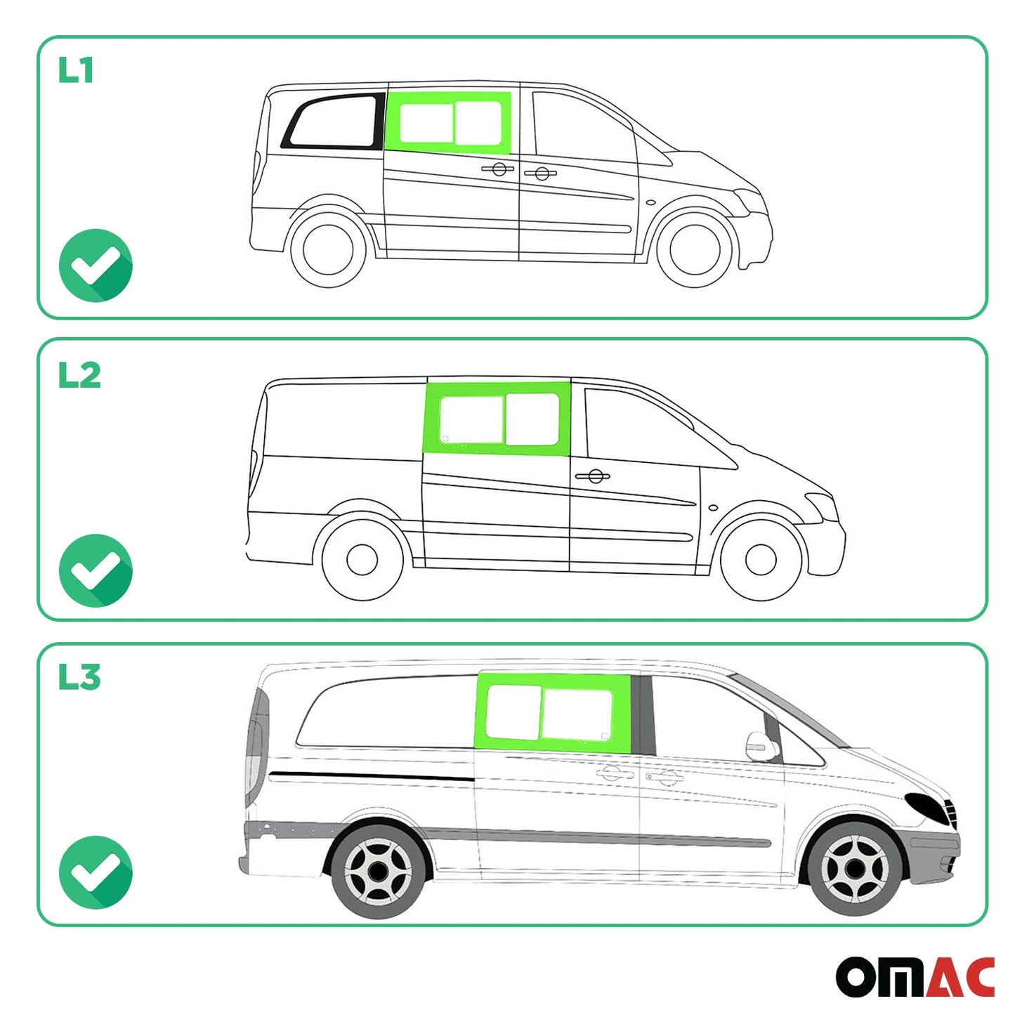 Geam glisant/ușă glisantă pentru Mercedes Vito W639 2003-2014, geam dreapta față