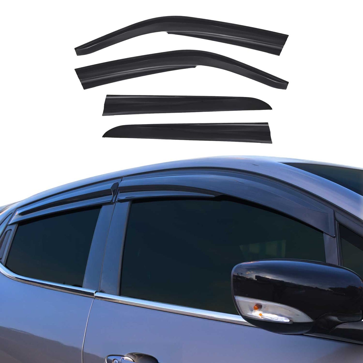 4x Deflectoare de vânt, deflectoare de ploaie pentru Renault Thalia 2008-2012, acrilice, închise la culoare