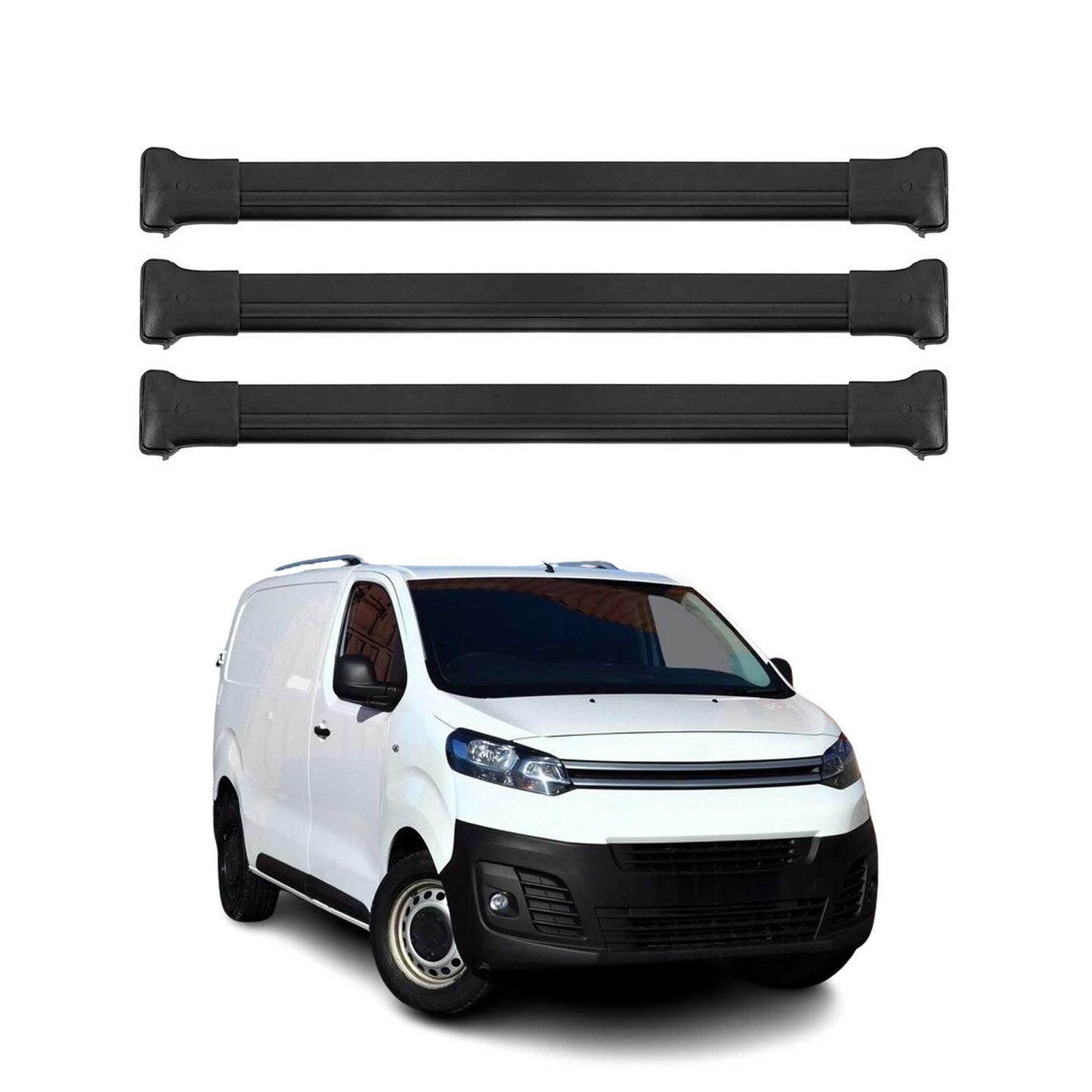 Dachträger Grundtäger für Citroen Jumpy 2016-2025 75kg Aluminium Schwarz 3 tlg