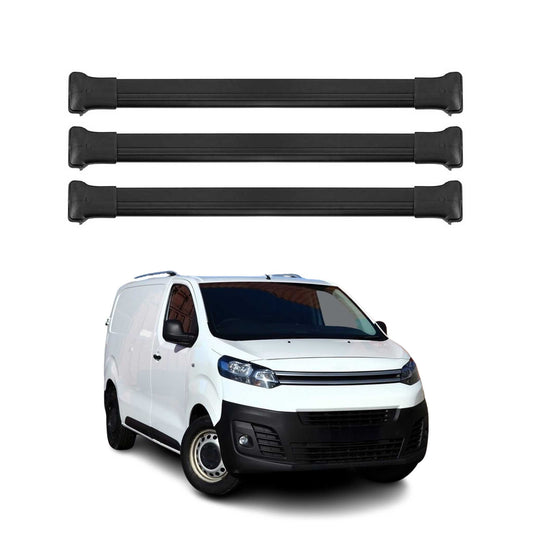 Dachträger Grundtäger für Citroen Jumpy 2016-2025 75kg Aluminium Schwarz 3 tlg