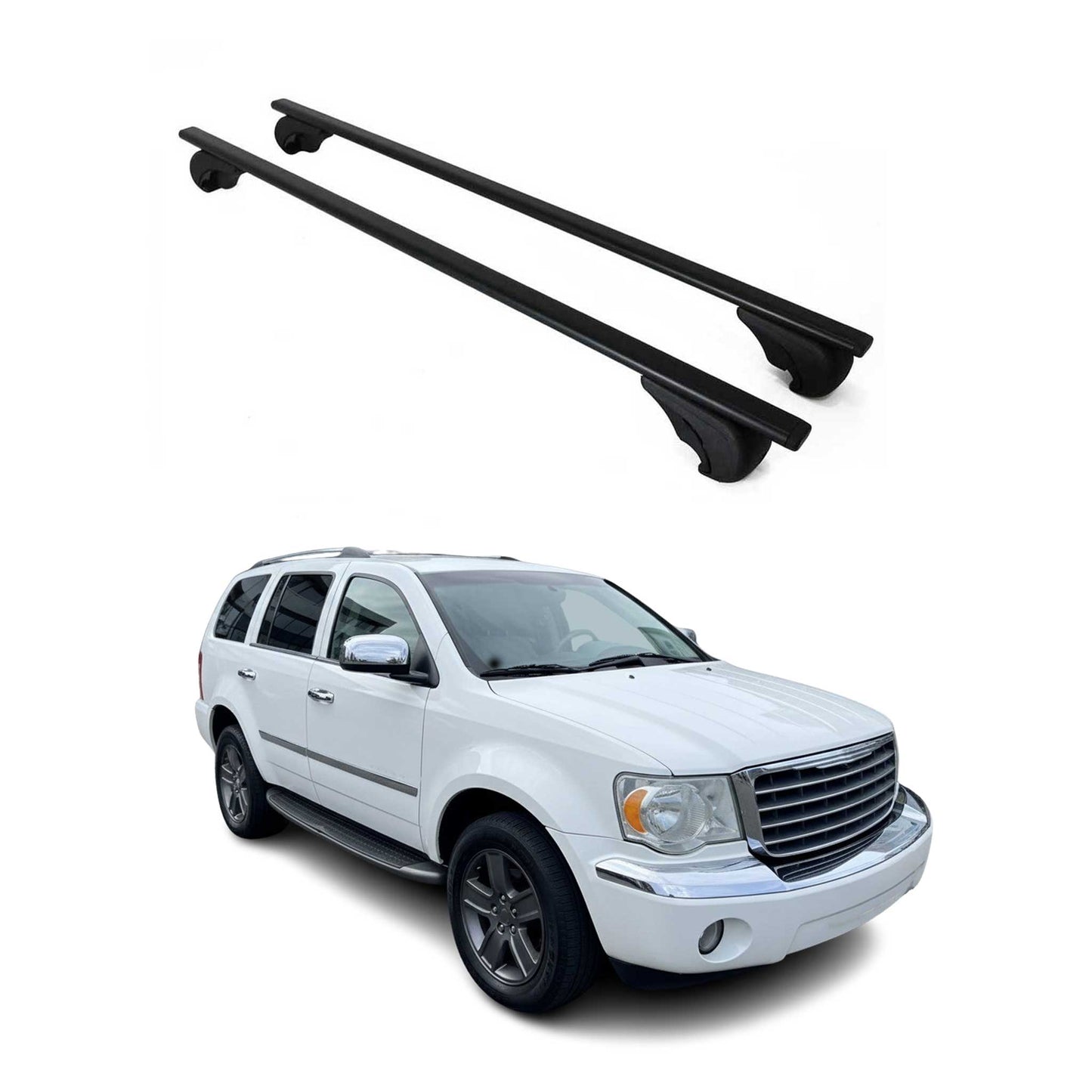 Bază portbagaj plafon pentru Chrysler Aspen 2007-2009, 75kg, metal, negru, 2 bucăți