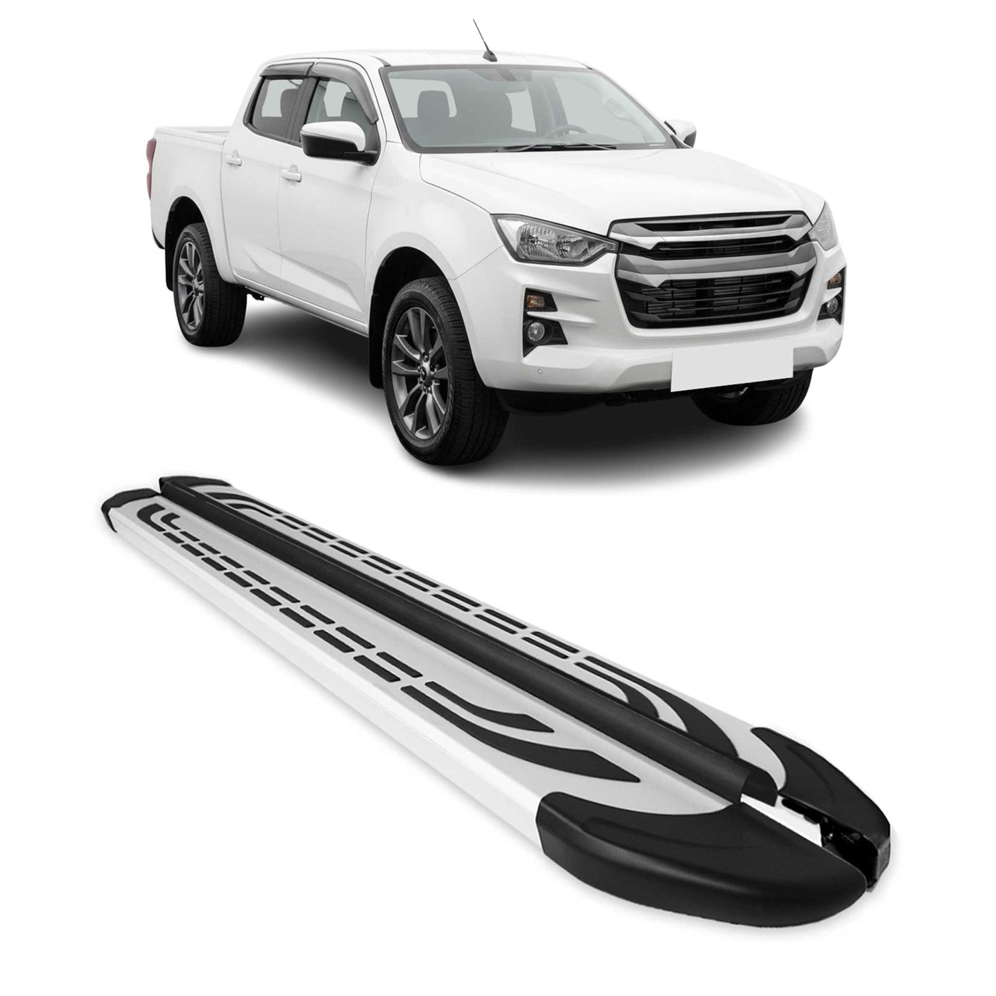 2019-2025 Isuzu D-max III Trittbretter Seitenschweller Seitenbretter Silber Aluminium