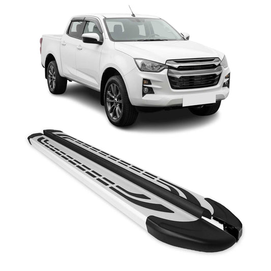 Praguri laterale, panouri laterale, aluminiu argintiu, pentru Isuzu D-Max III 2019-2025