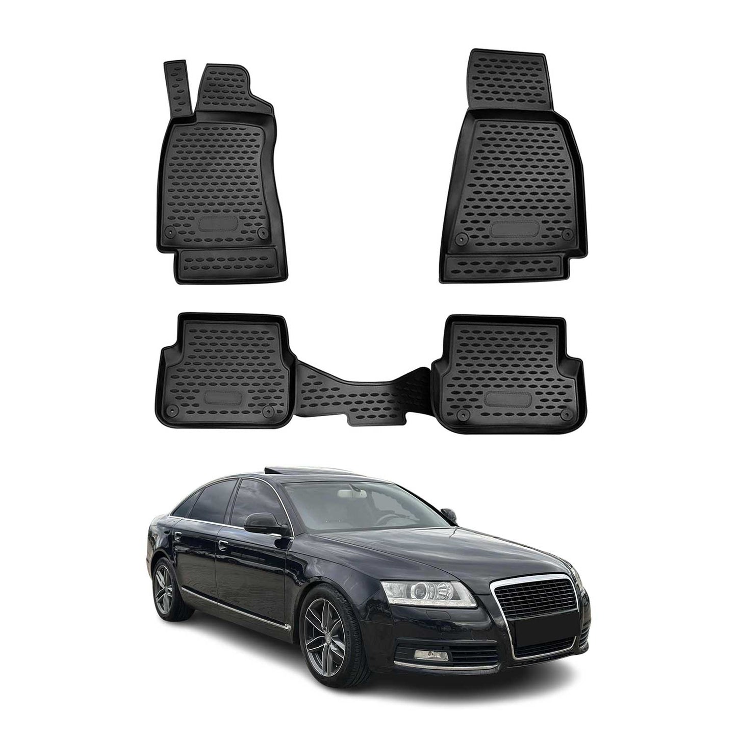 Covorașe cauciuc Audi A6 Sedan Allroad Avant 2008-2011, negru, 4 buc.