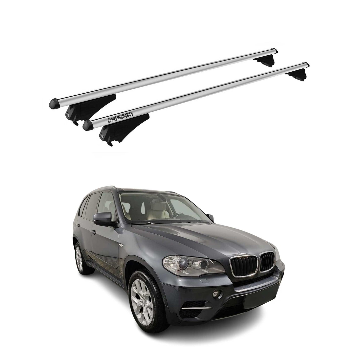 Menabo Dachträger Grundtäger für BMW X5 E70 2010-2013 75kg Alu Silber 2 tlg