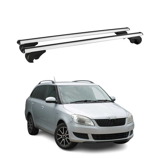 Portbagaj de plafon pentru Skoda Fabia mk2 hatchback 2007-2014 75kg gri aluminiu 2x