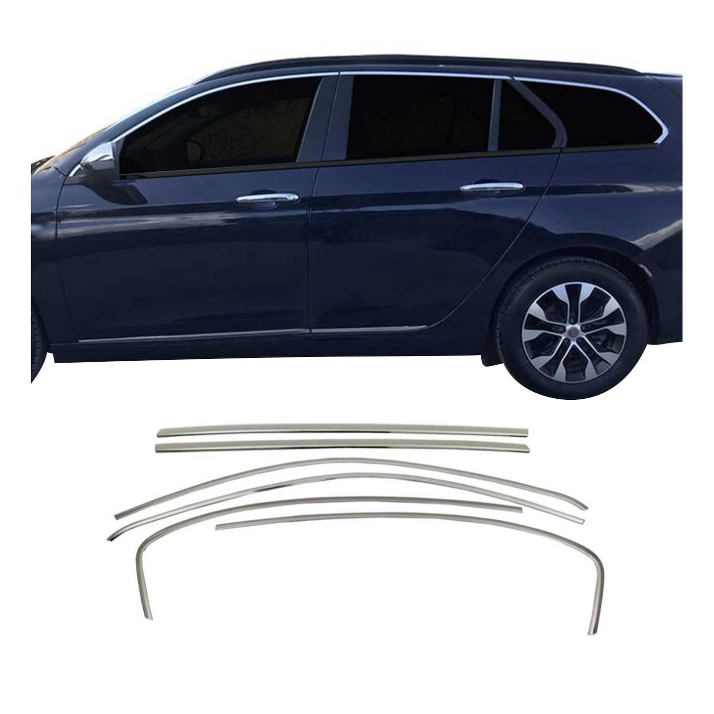 Fensterleisten Zierleisten für Fiat Tipo 2015-2025 Kombi Edelstahl Chrom 6tlg