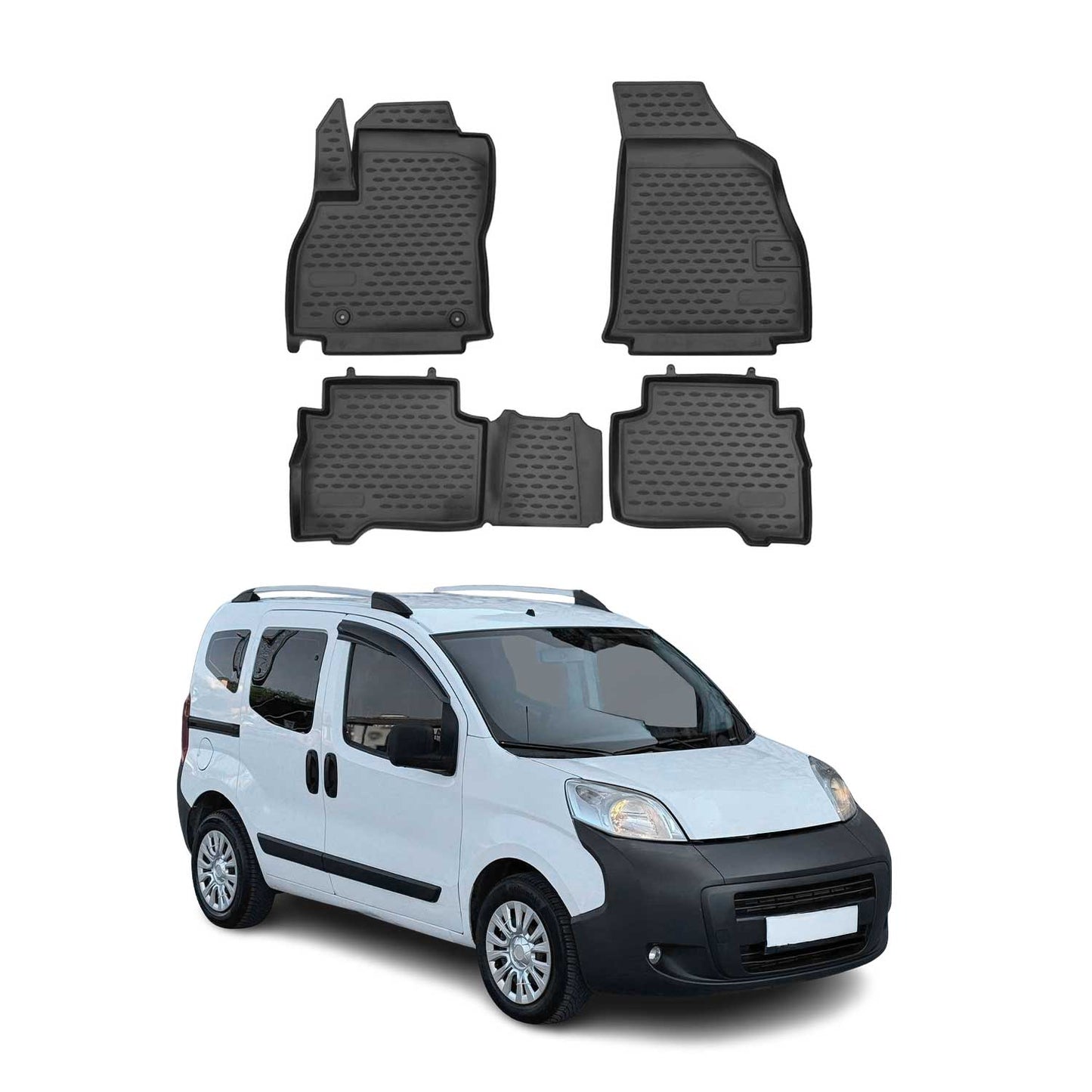 2008-2024 Peugeot Bipper Fußmatten TPE Schwarz 4 tlg