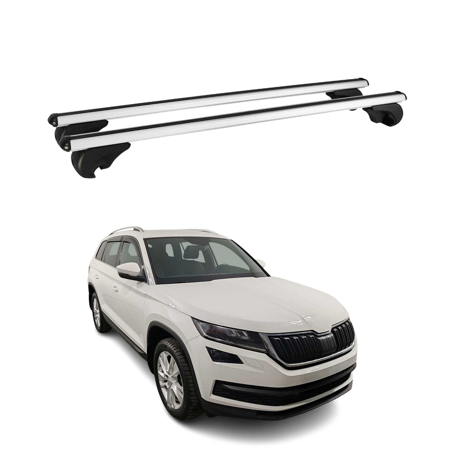 Portbagaj de plafon pentru Skoda Kodiaq 2016-2024 75kg aluminiu argintiu 2 buc