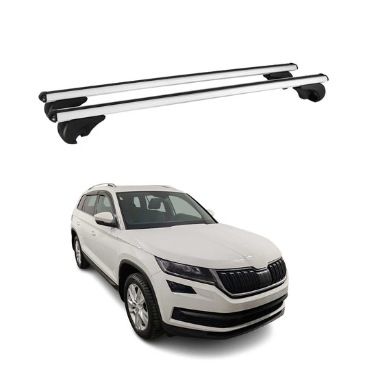 Portbagaj de plafon pentru Skoda Kodiaq 2016-2024 75kg aluminiu argintiu 2 buc